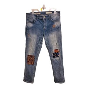 Pilcro and the Letterpress distressed Patchwork slim boyfriend Jean, size 29